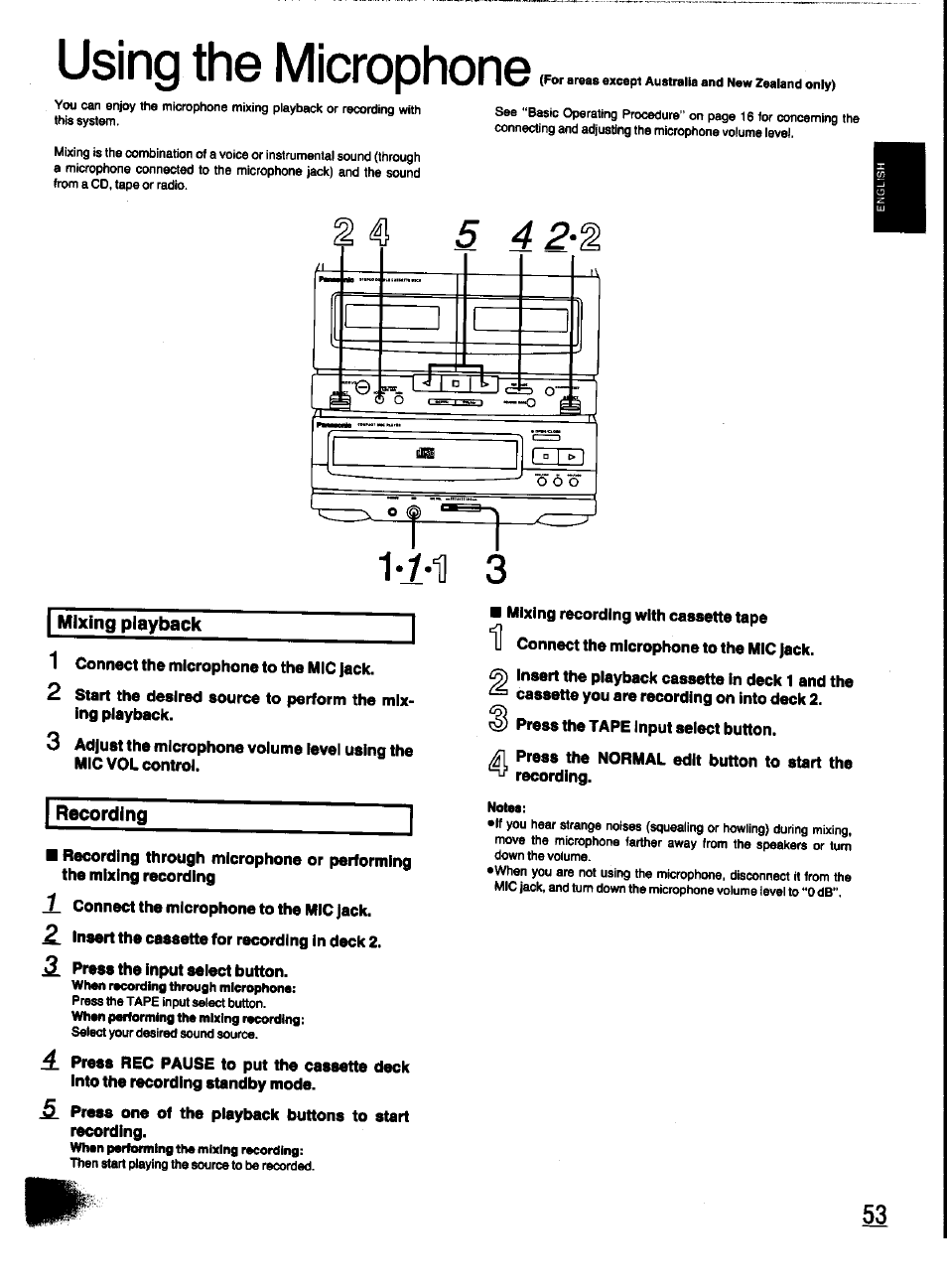 Mi 3, Using the microphone | Panasonic SC-CH31 User Manual | Page 53 / 60