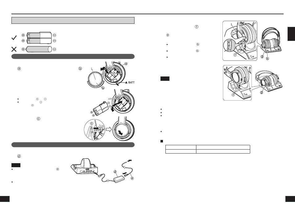 Power supply preparations: headphones, Using the rechargeable battery (supplied) | Panasonic RPWF6000 User Manual | Page 4 / 35