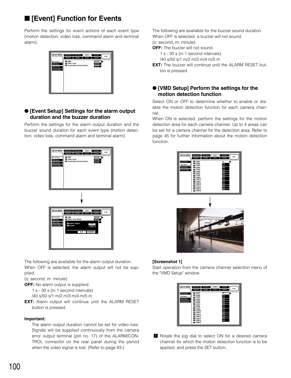 Event] function for events | Panasonic WJ-HD309 User Manual | Page 100 / 164