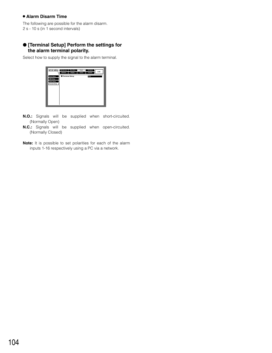 8 alarm disarm time | Panasonic WJ-HD309 User Manual | Page 104 / 164