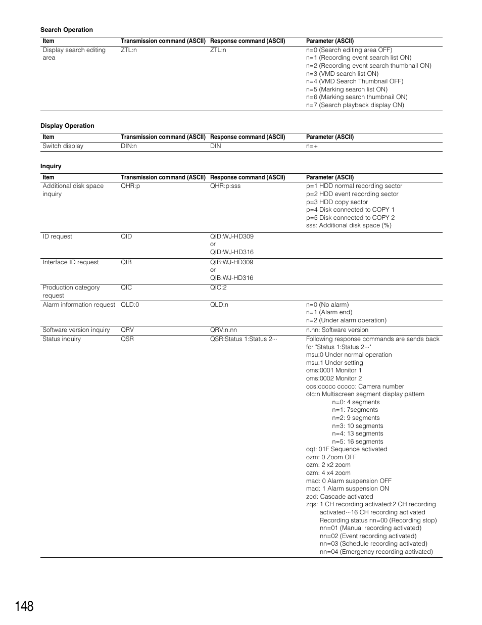 Panasonic WJ-HD309 User Manual | Page 148 / 164