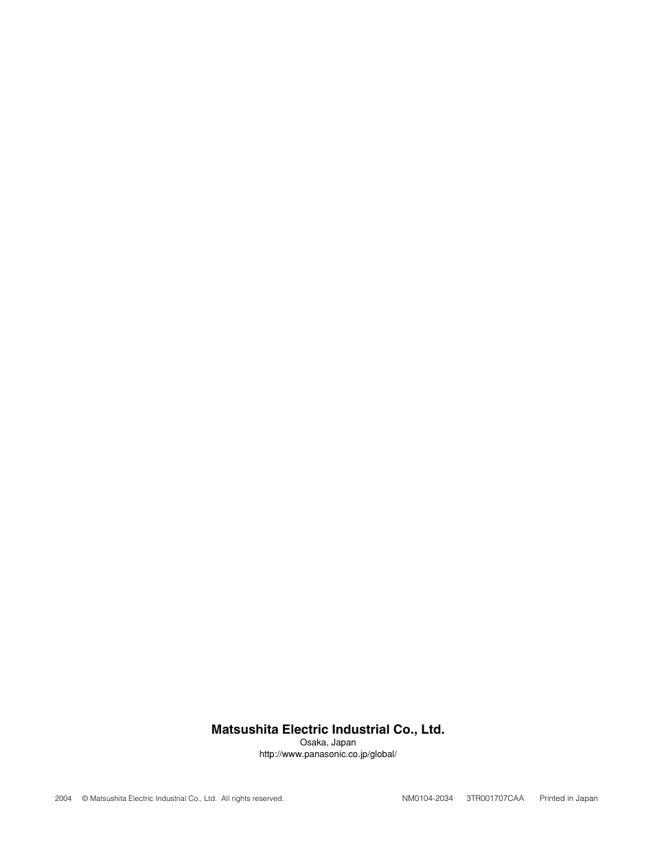 Matsushita electric industrial co., ltd | Panasonic WJ-HD309 User Manual | Page 164 / 164