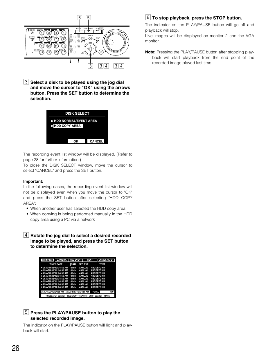 Cv c cv n b, Disk select | Panasonic WJ-HD309 User Manual | Page 26 / 164