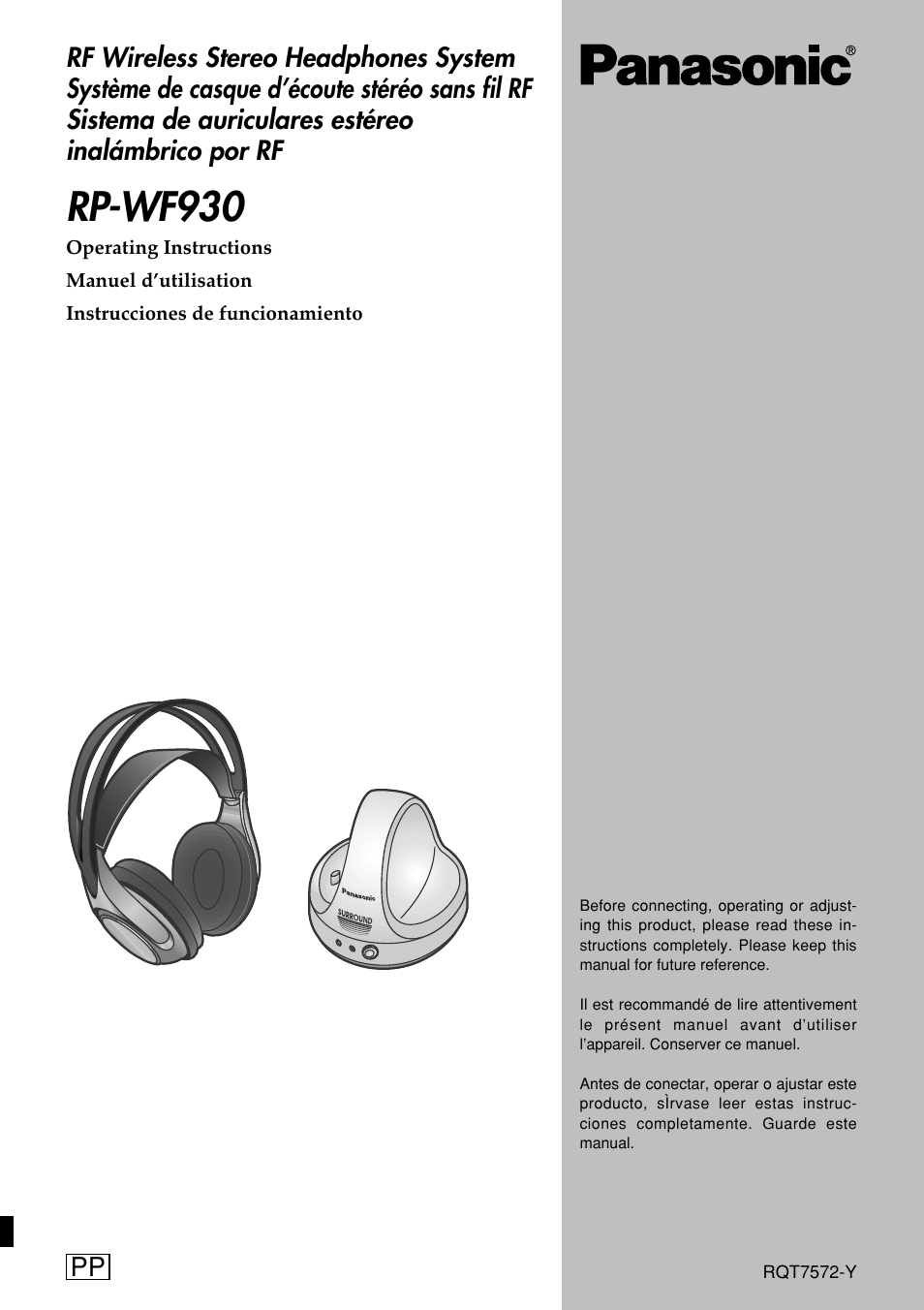 Panasonic RP WF930 User Manual | 20 pages