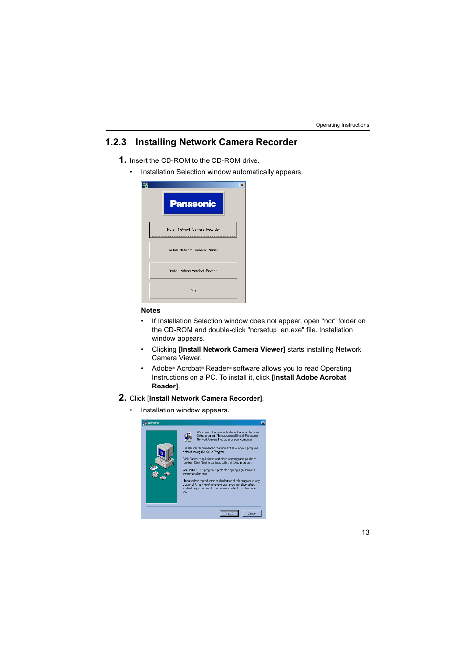 3installing network camera recorder, Ge 13), 3 installing network camera recorder 1 | Panasonic BB-HNP60 User Manual | Page 13 / 86