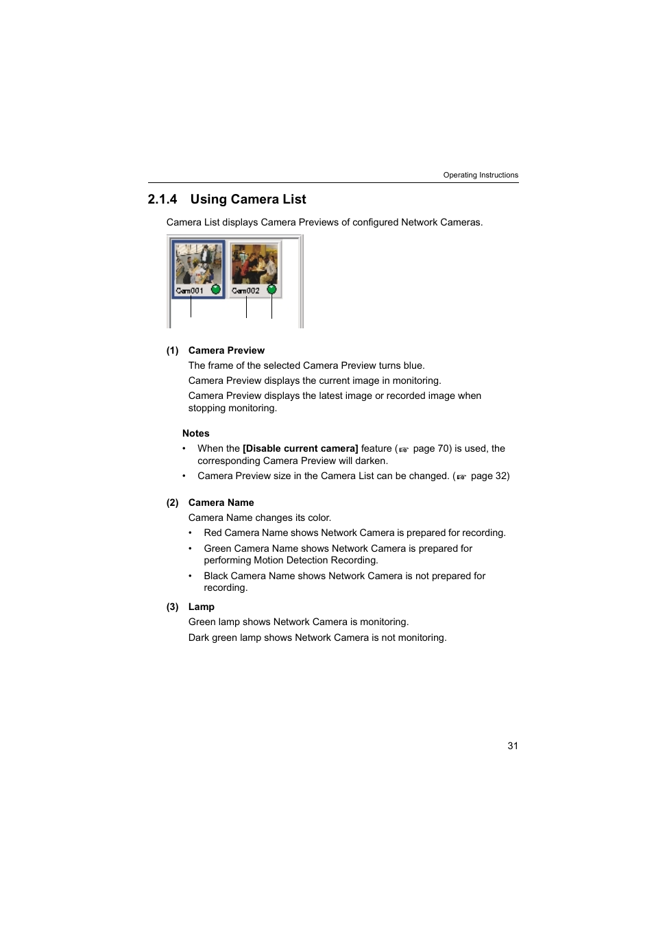 4using camera list, 4 using camera list | Panasonic BB-HNP60 User Manual | Page 31 / 86