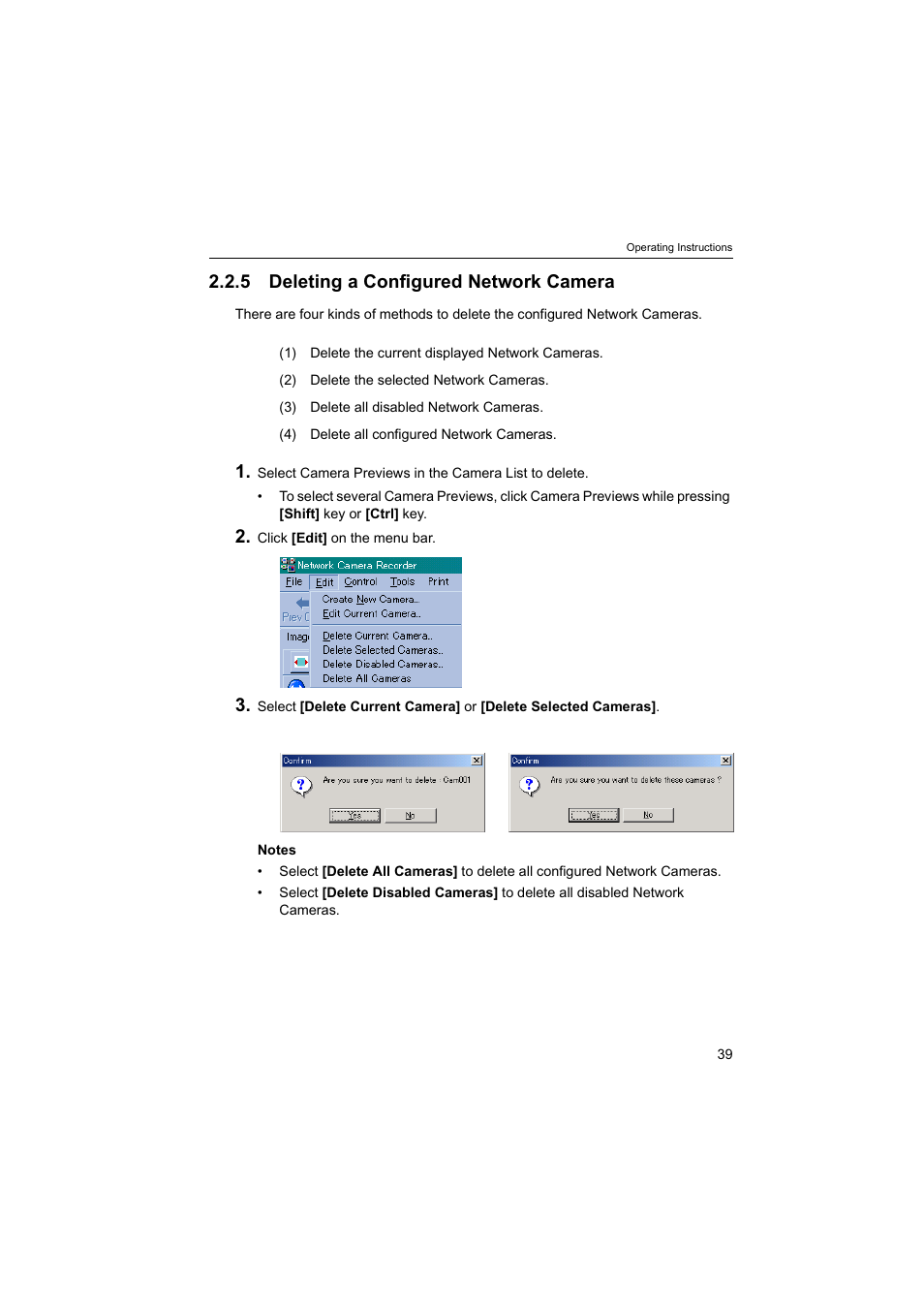 5deleting a configured network camera, 5 deleting a configured network camera | Panasonic BB-HNP60 User Manual | Page 39 / 86