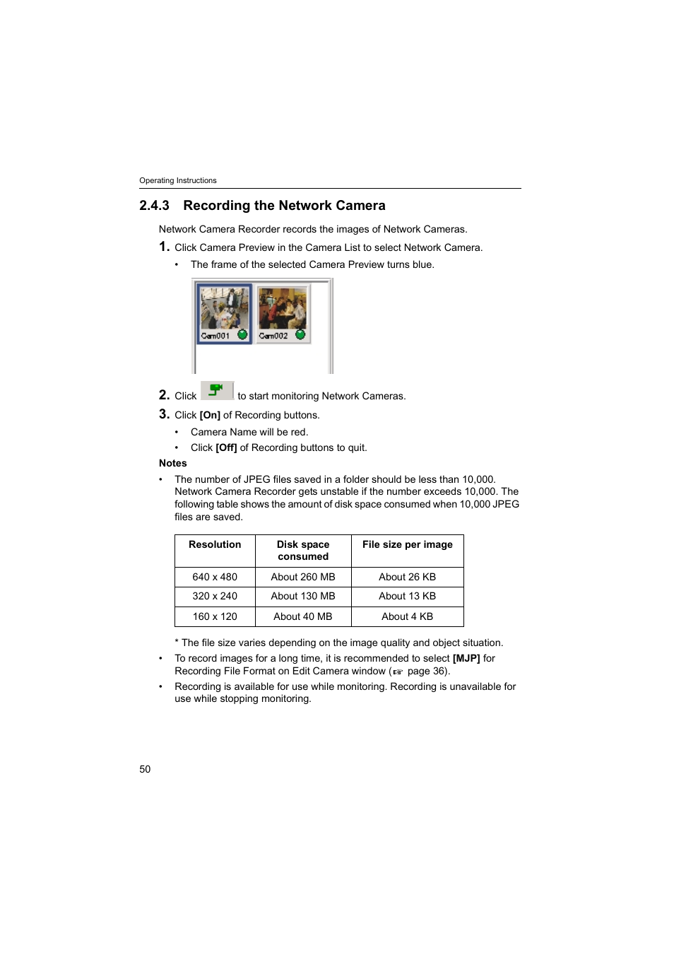 3recording the network camera, 3 recording the network camera | Panasonic BB-HNP60 User Manual | Page 50 / 86