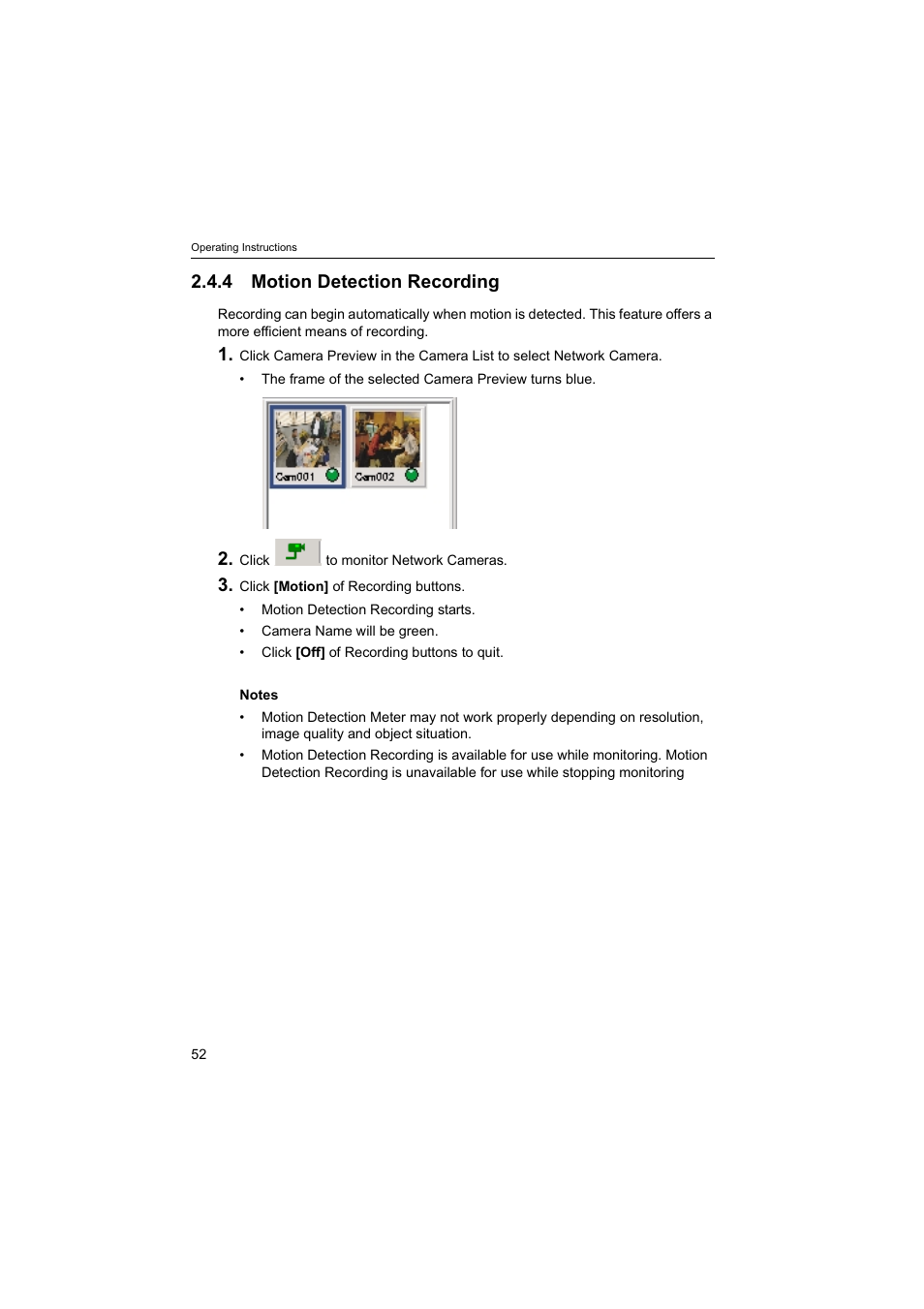 4motion detection recording, 4 motion detection recording | Panasonic BB-HNP60 User Manual | Page 52 / 86