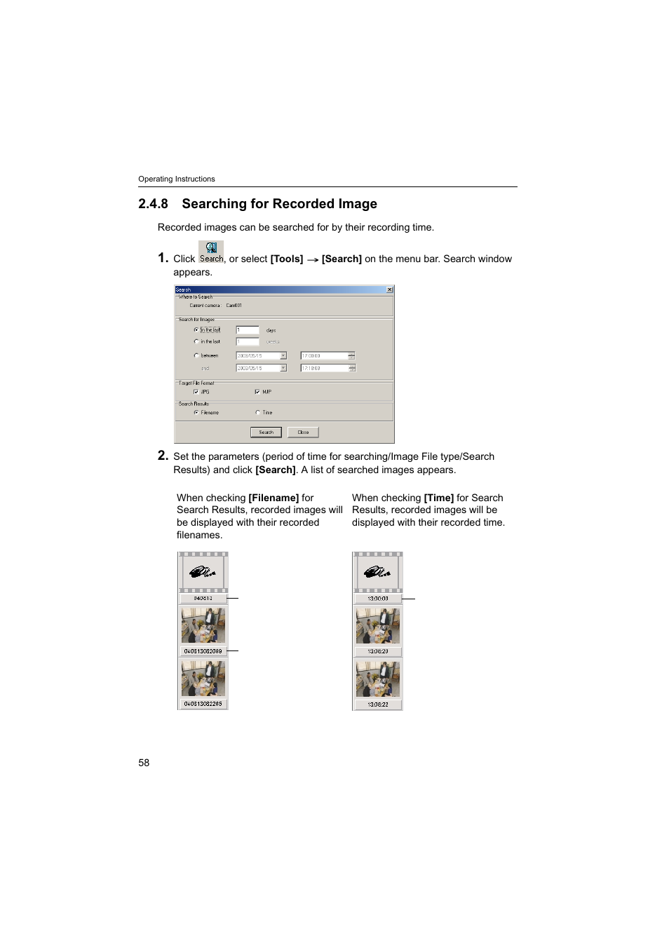 8searching for recorded image, 8 searching for recorded image | Panasonic BB-HNP60 User Manual | Page 58 / 86