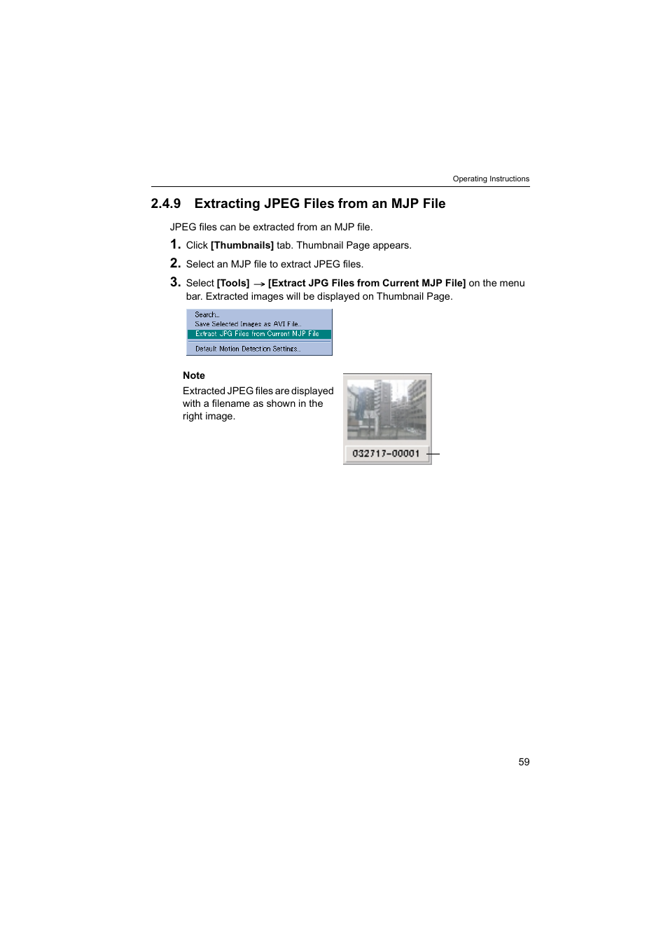 9extracting jpeg files from an mjp file, Ge 59), 9 extracting jpeg files from an mjp file | Panasonic BB-HNP60 User Manual | Page 59 / 86