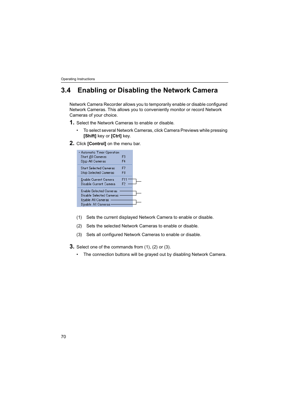 4enabling or disabling the network camera, 4 enabling or disabling the network camera | Panasonic BB-HNP60 User Manual | Page 70 / 86