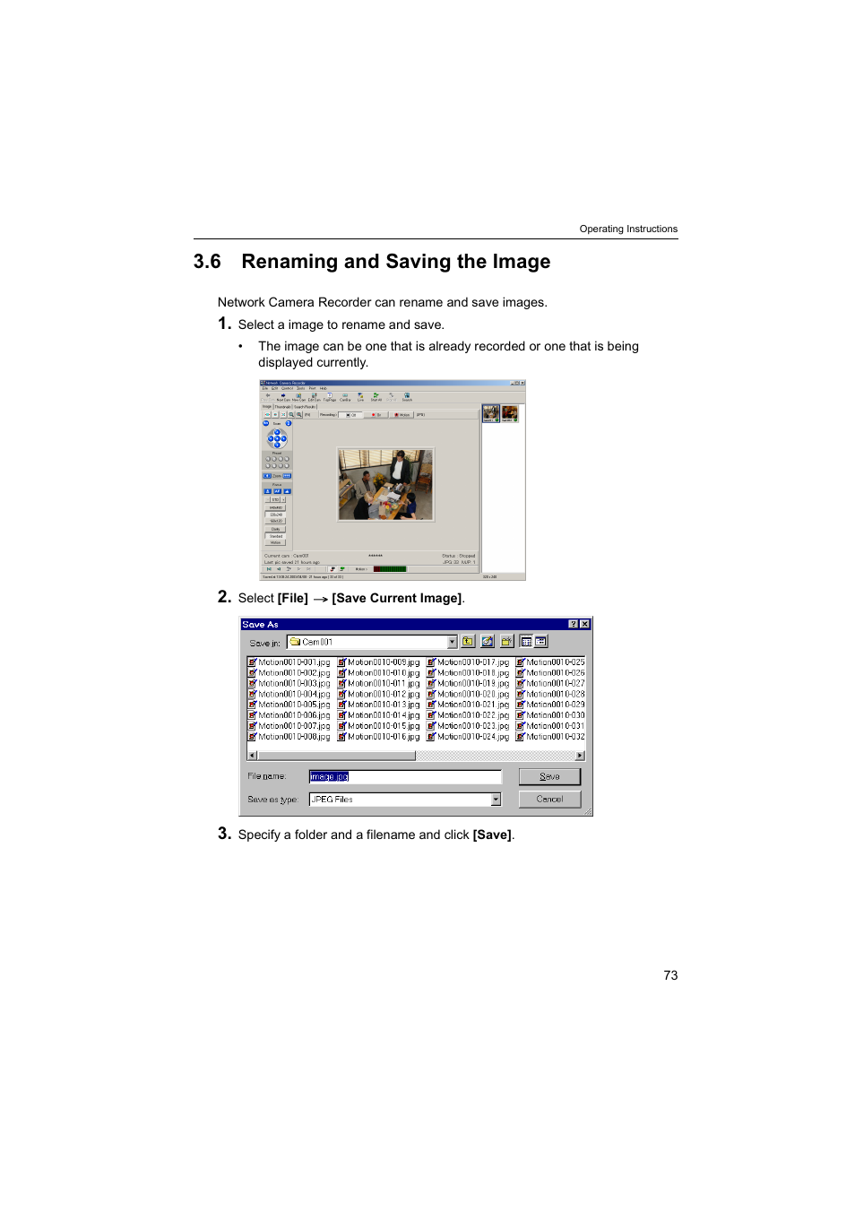 6renaming and saving the image, 6 renaming and saving the image | Panasonic BB-HNP60 User Manual | Page 73 / 86