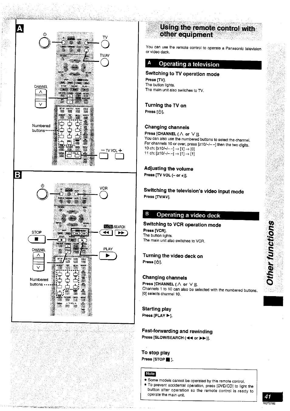 A operating a television, Ribna | Panasonic SC-HT70 User Manual | Page 41 / 52