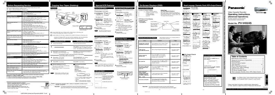 Panasonic PV-V4524S User Manual | Page 12 / 12