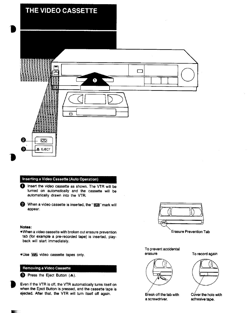The video cassette | Panasonic NV-G25 Series User Manual | Page 11 / 32