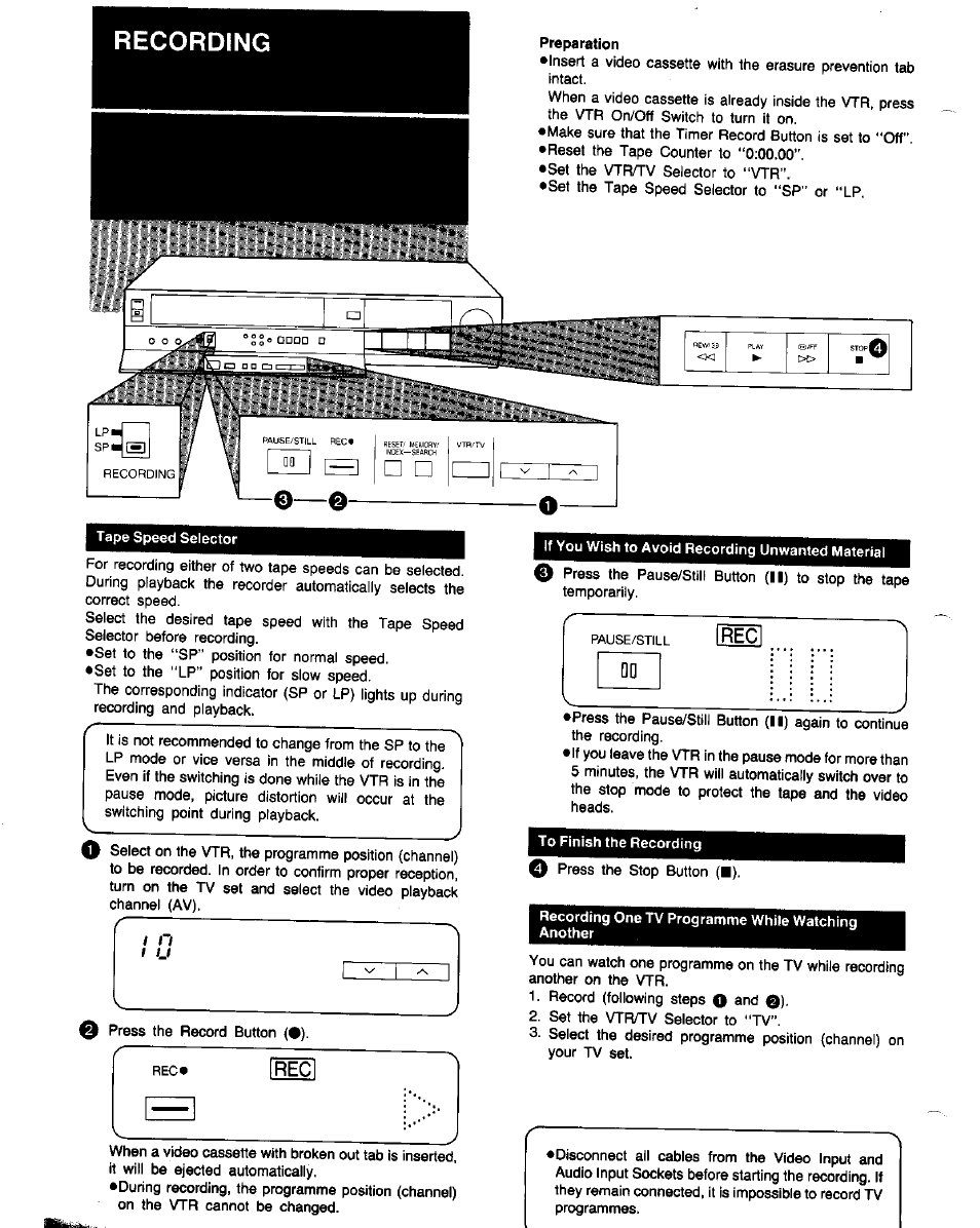 Recording, Nt u | Panasonic NV-G25 Series User Manual | Page 16 / 32