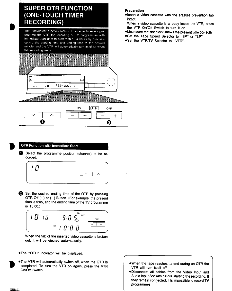 Super otr function (one-touch timer recording) | Panasonic NV-G25 Series User Manual | Page 17 / 32