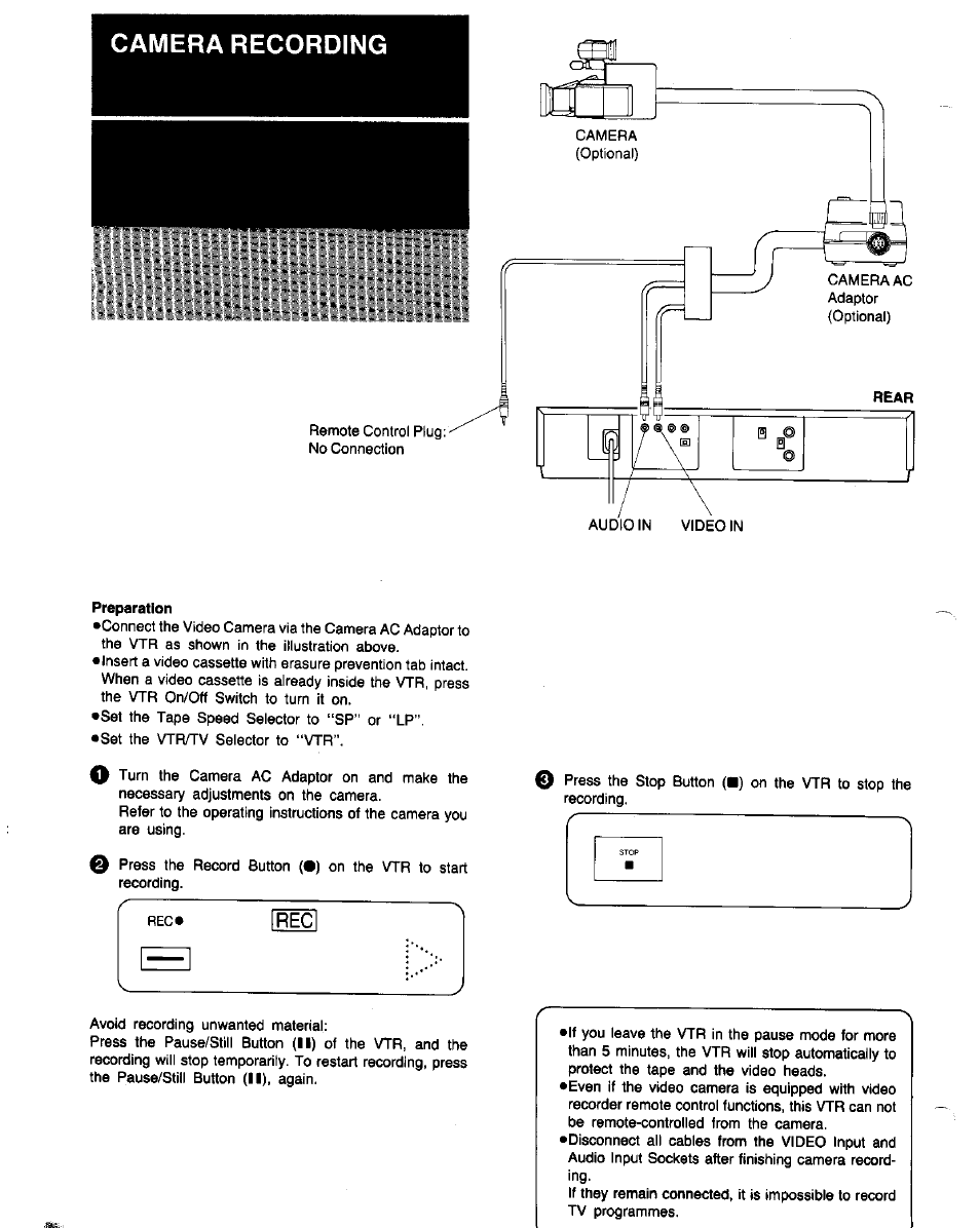 Camera recording | Panasonic NV-G25 Series User Manual | Page 22 / 32