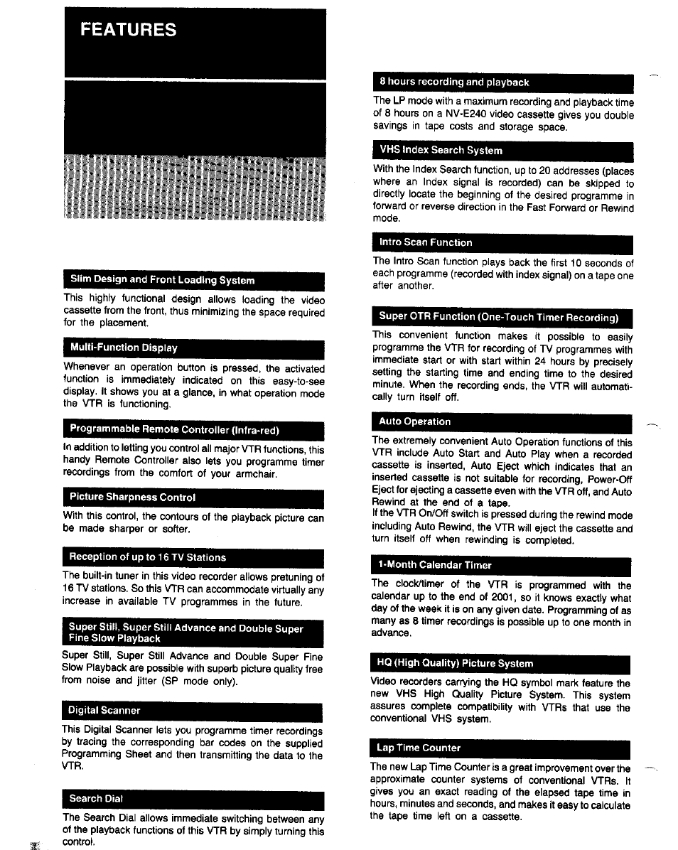 Features | Panasonic NV-G25 Series User Manual | Page 6 / 32