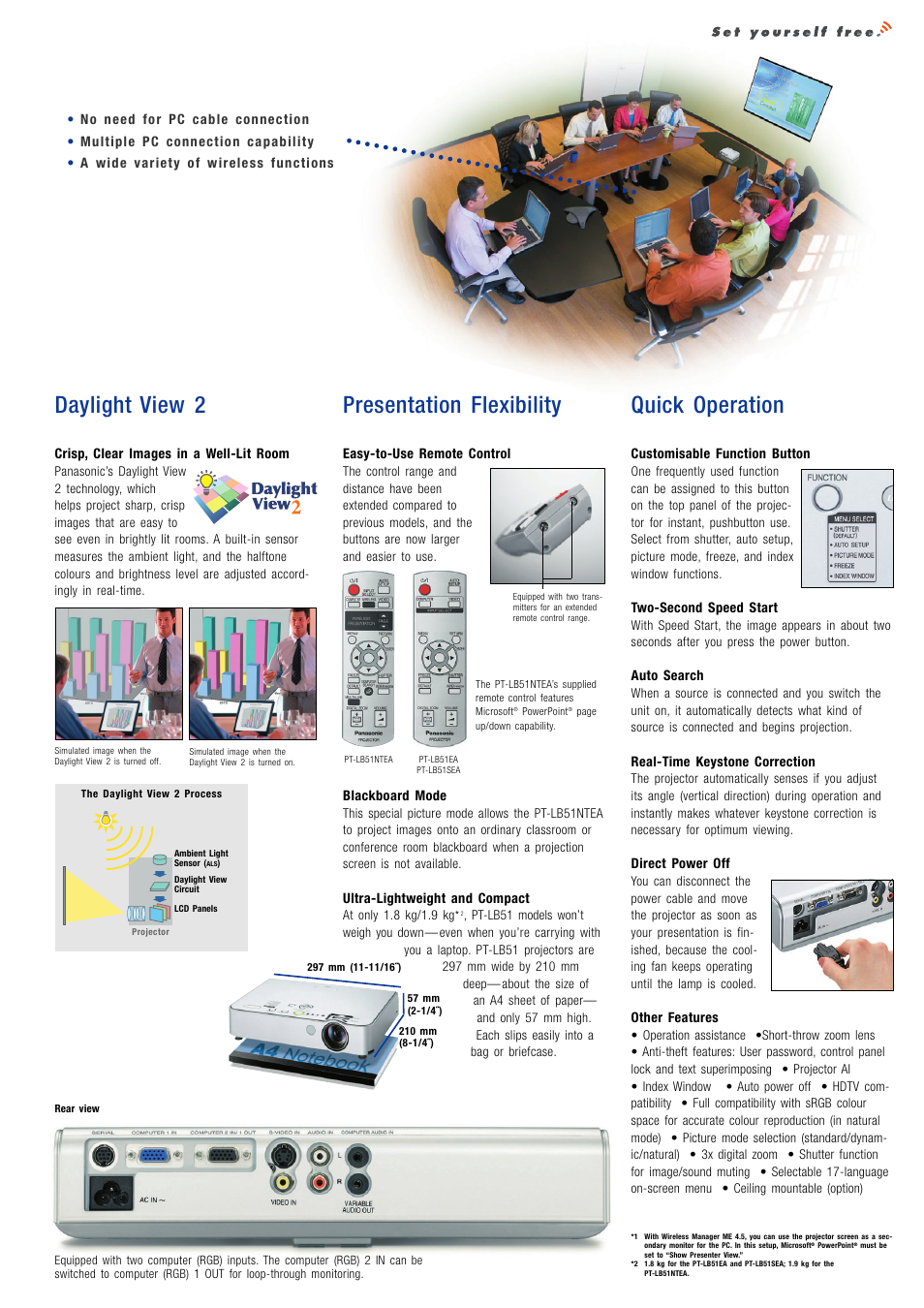 Daylight view 2, Presentation flexibility, Quick operation | Panasonic PT-LB51NTEA User Manual | Page 3 / 4