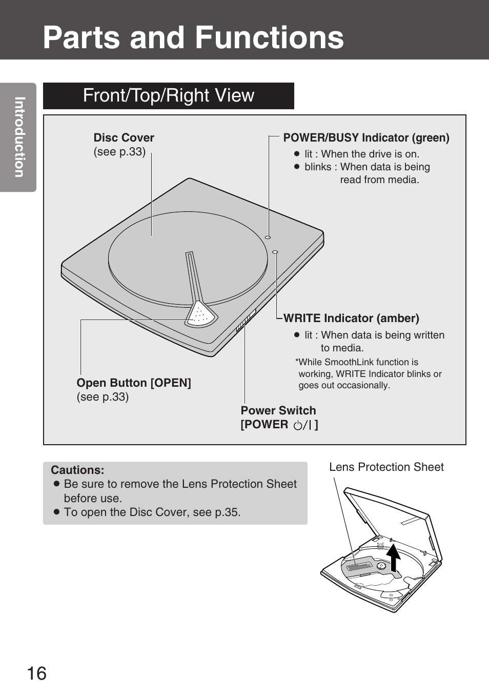 Parts and functions, Front/top/right view | Panasonic KXL-CB30AU User Manual | Page 16 / 75