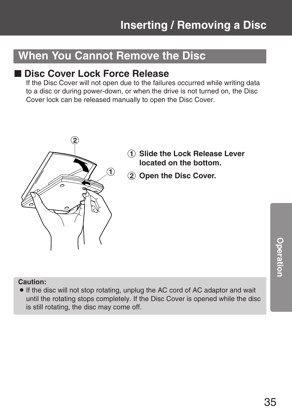 When you cannot remove the disc | Panasonic KXL-CB30AU User Manual | Page 35 / 75