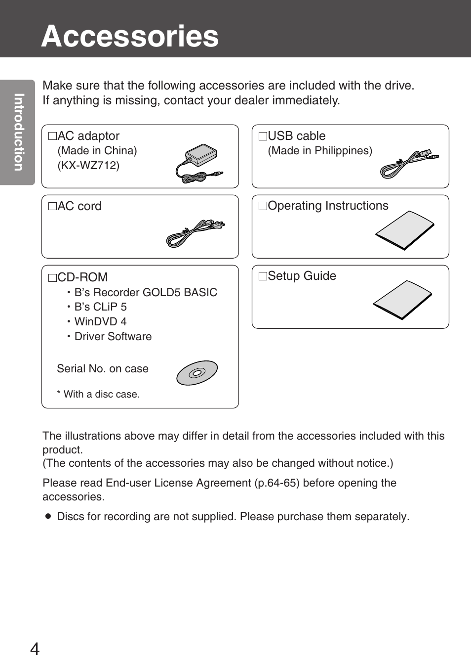 Accessories | Panasonic KXL-CB30AU User Manual | Page 4 / 75