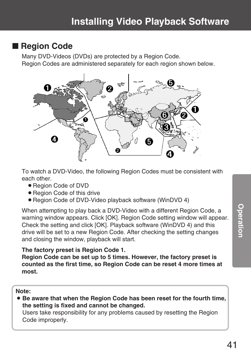 Installing video playback software, Region code | Panasonic KXL-CB30AU User Manual | Page 41 / 75