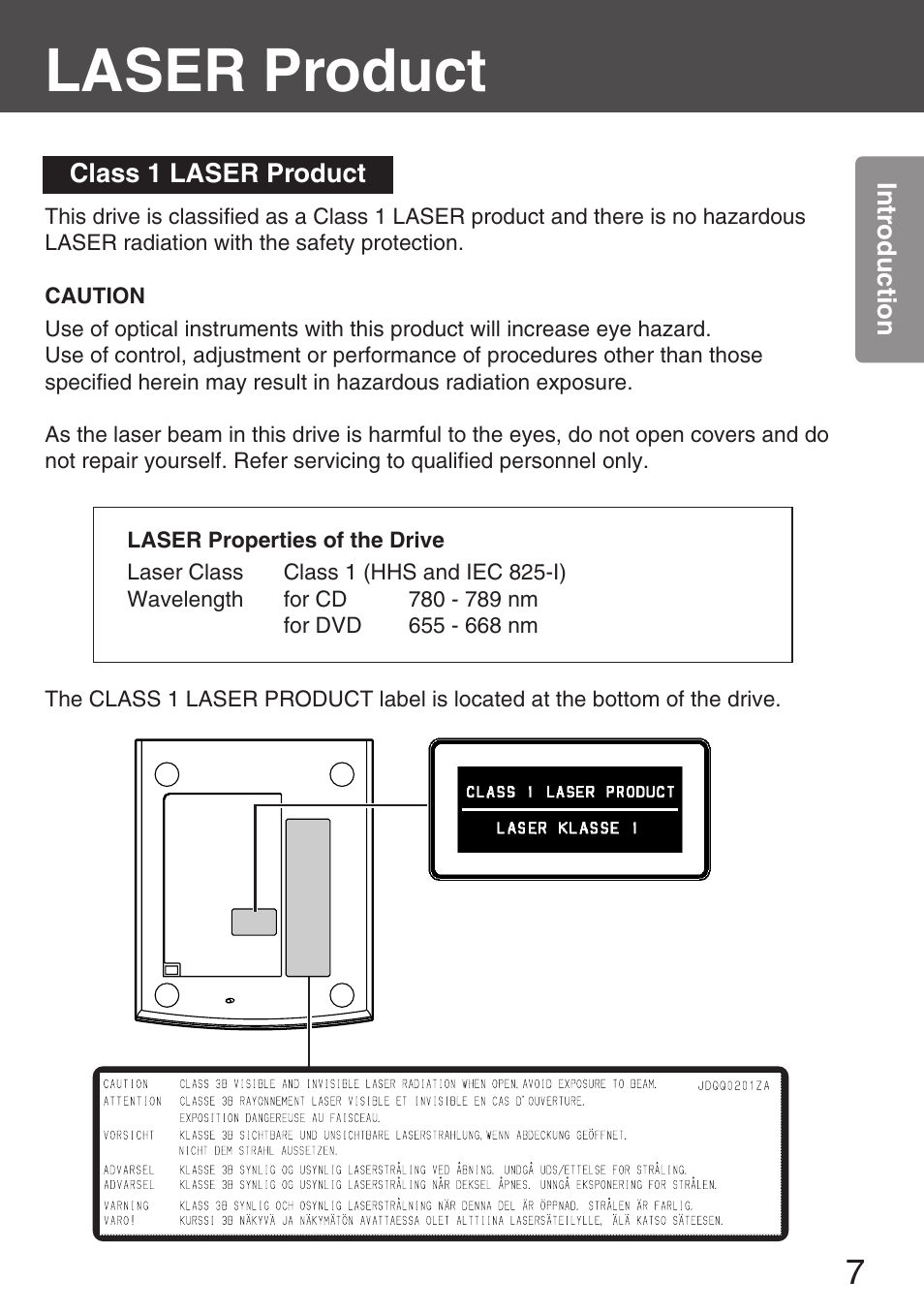 Laser product | Panasonic KXL-CB30AU User Manual | Page 7 / 75