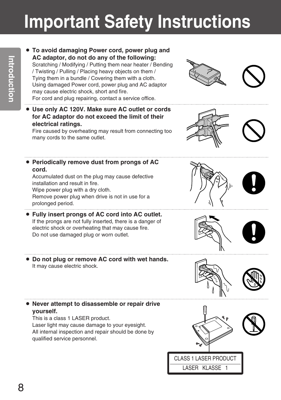 Important safety instrucutions, Important safety instructions, Intr oduction | Panasonic KXL-CB30AU User Manual | Page 8 / 75