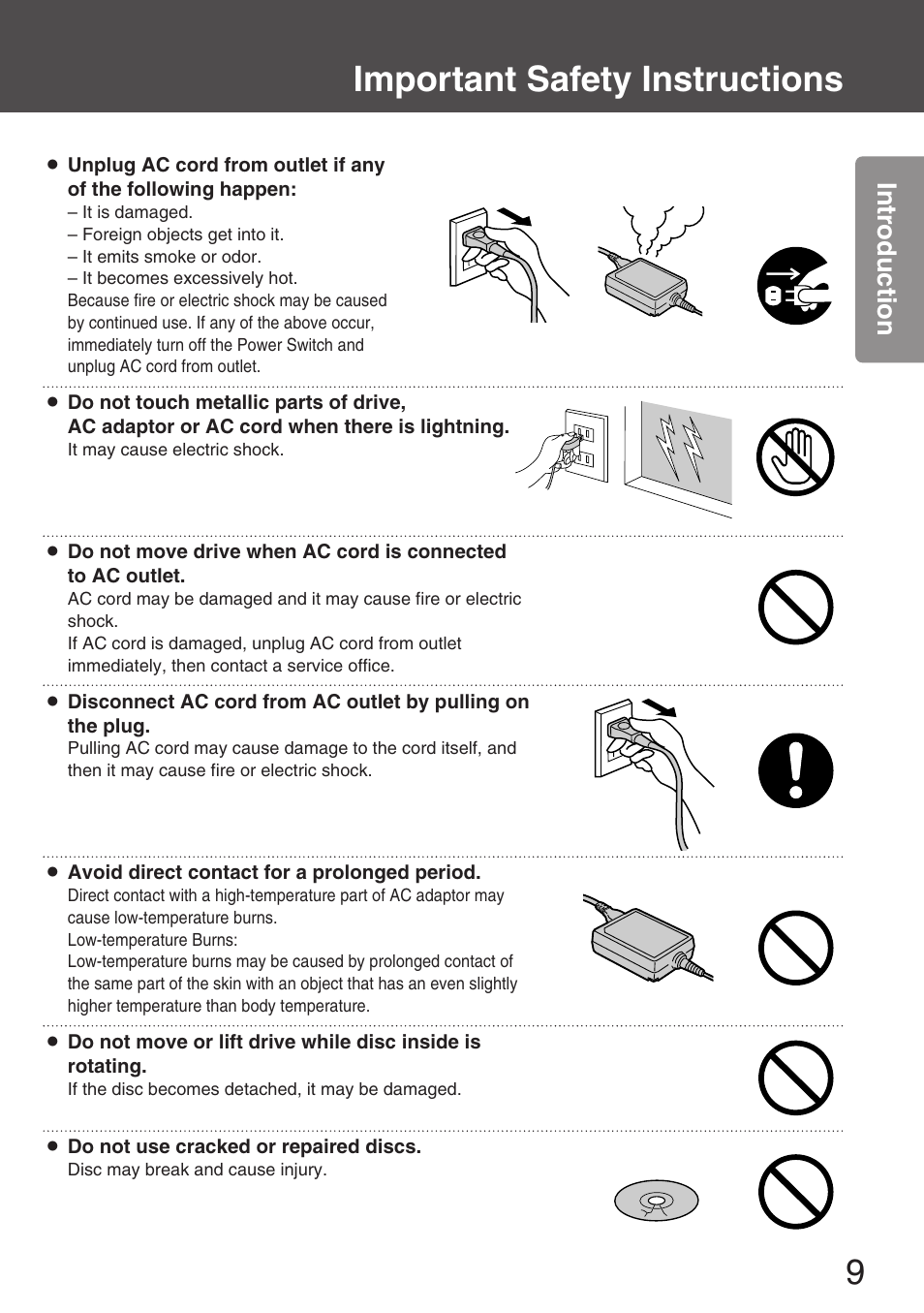 9important safety instructions, Intr oduction | Panasonic KXL-CB30AU User Manual | Page 9 / 75