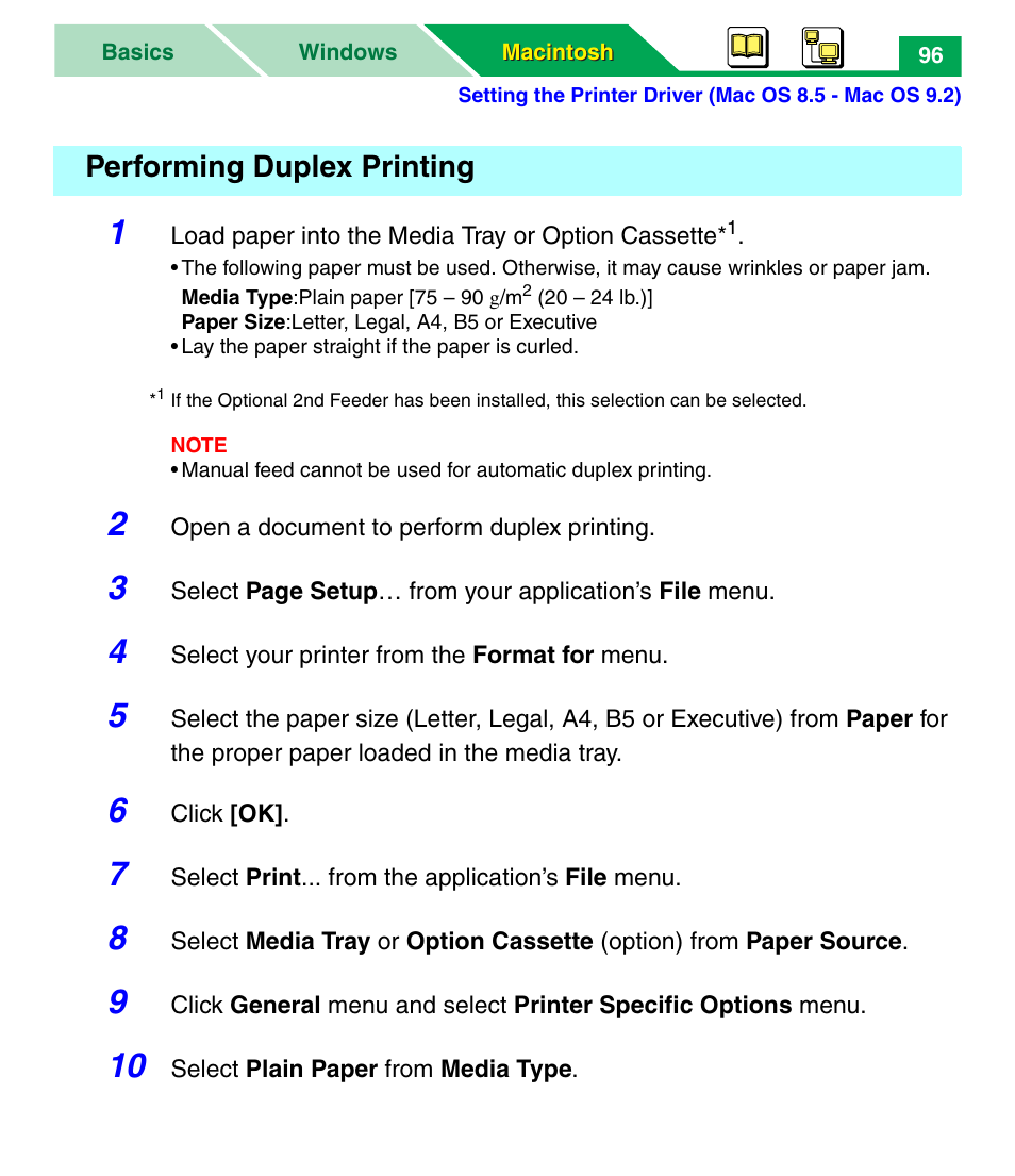 Performing duplex printing | Panasonic KX-P7305 User Manual | Page 101 / 277