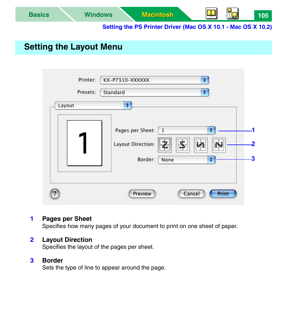 Setting the layout menu | Panasonic KX-P7305 User Manual | Page 110 / 277