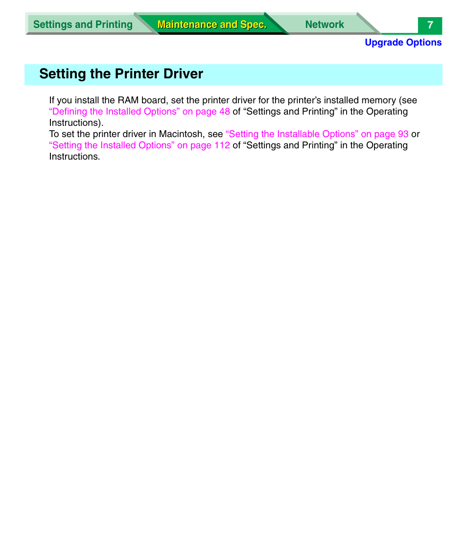 Setting the printer driver | Panasonic KX-P7305 User Manual | Page 129 / 277