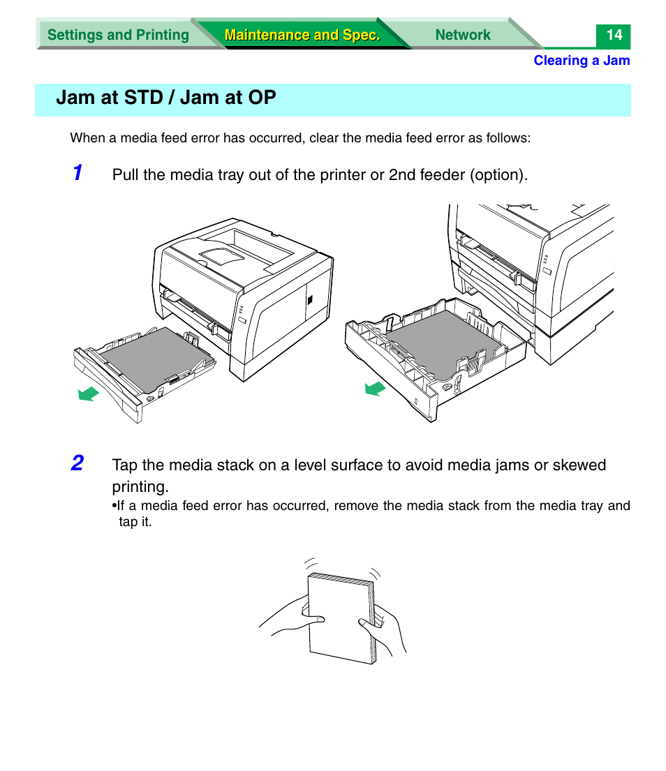 Jam at std / jam at op | Panasonic KX-P7305 User Manual | Page 136 / 277