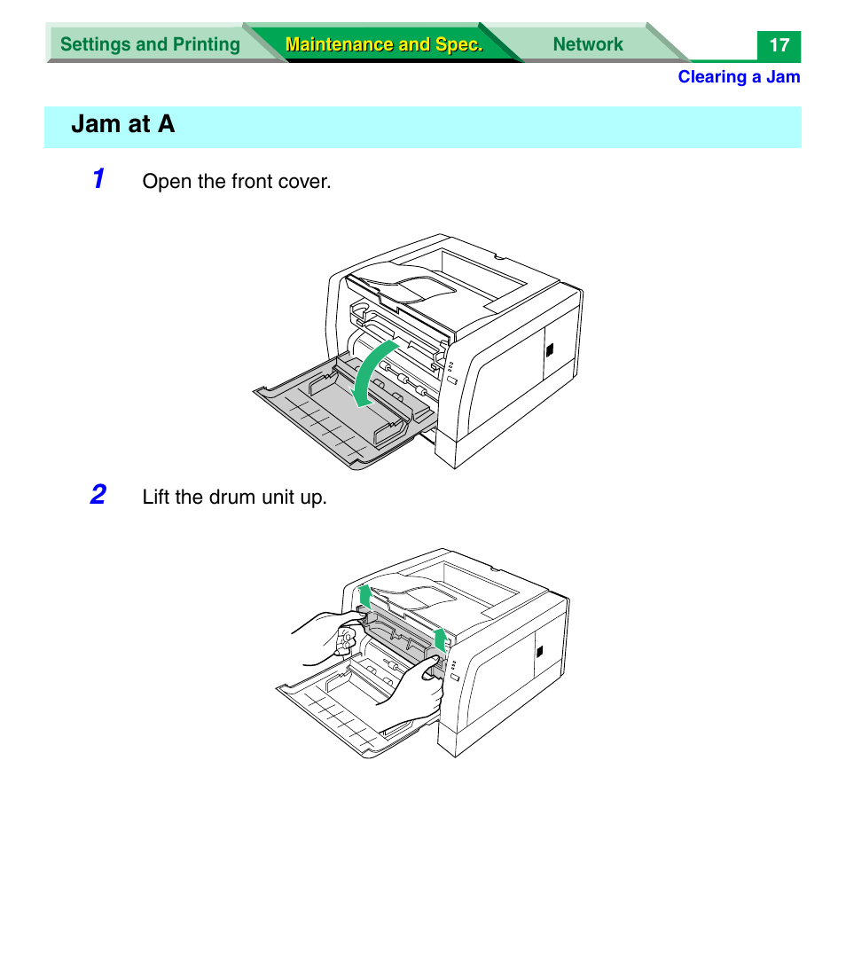 Jam at a | Panasonic KX-P7305 User Manual | Page 139 / 277