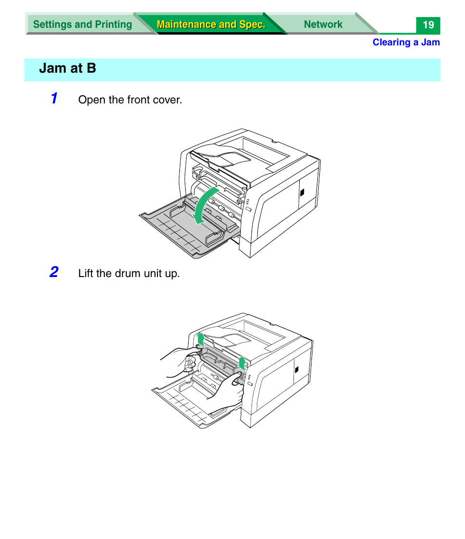 Jam at b | Panasonic KX-P7305 User Manual | Page 141 / 277