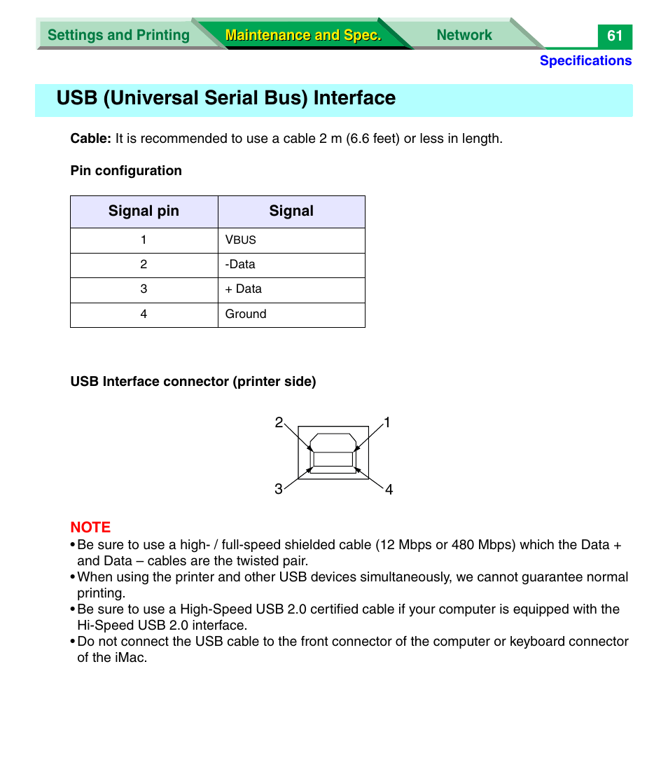 Usb (universal serial bus) interface, See “usb (universal | Panasonic KX-P7305 User Manual | Page 183 / 277