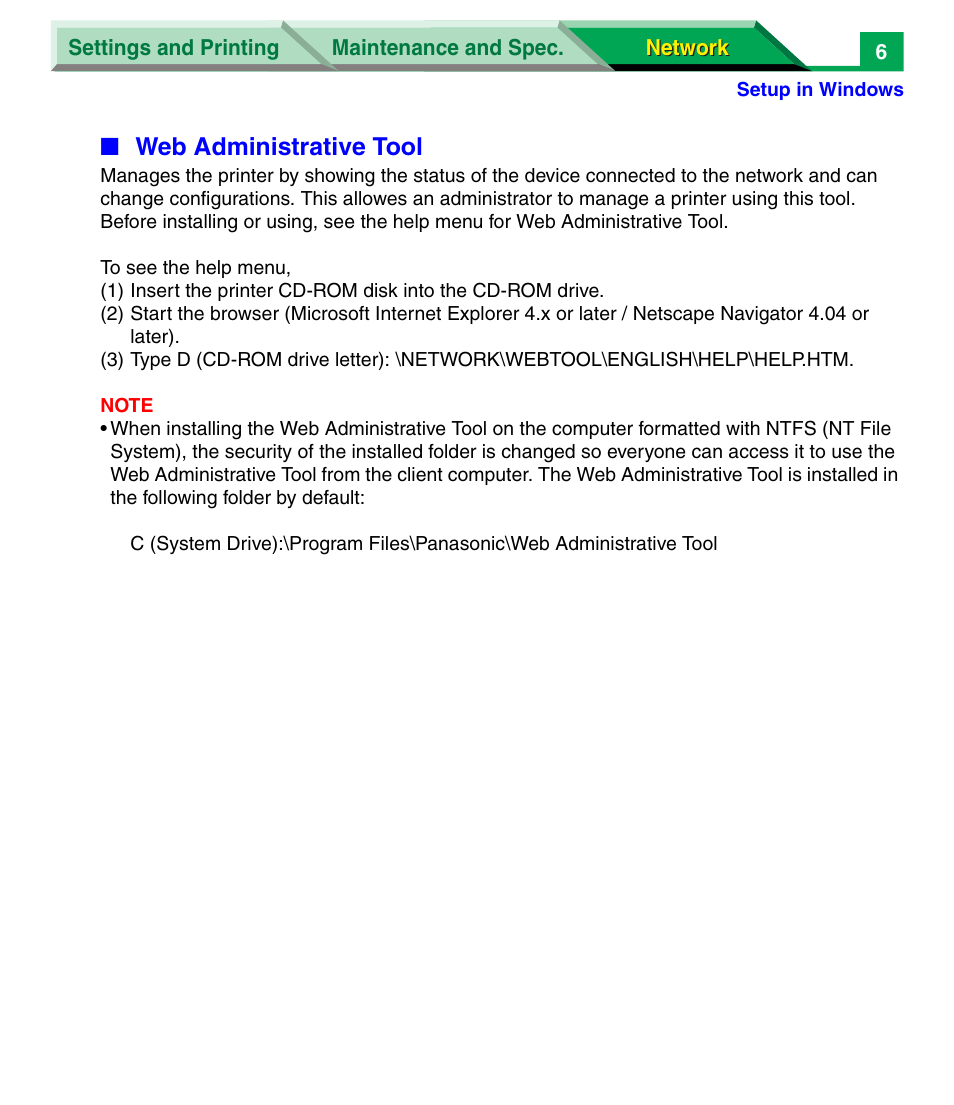 Web administrative tool | Panasonic KX-P7305 User Manual | Page 189 / 277