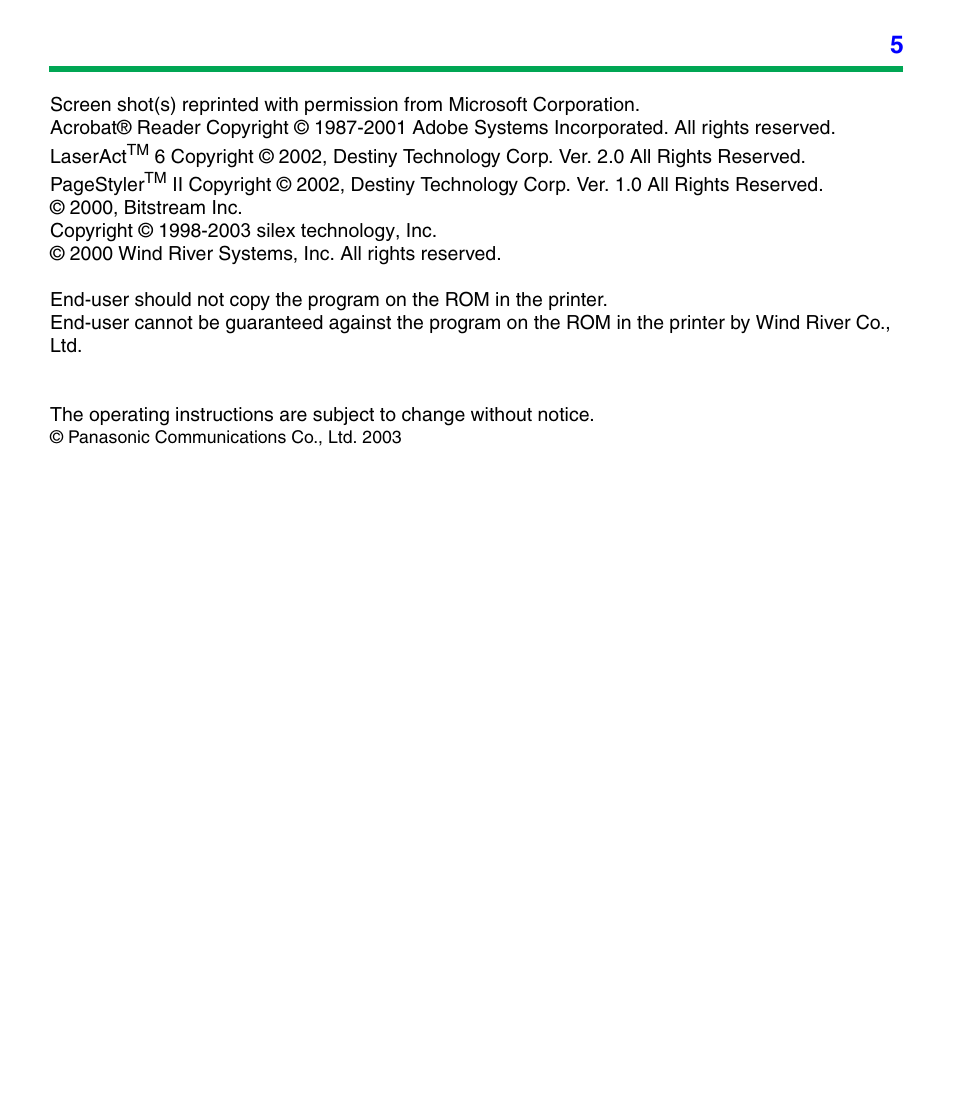 Panasonic KX-P7305 User Manual | Page 5 / 277