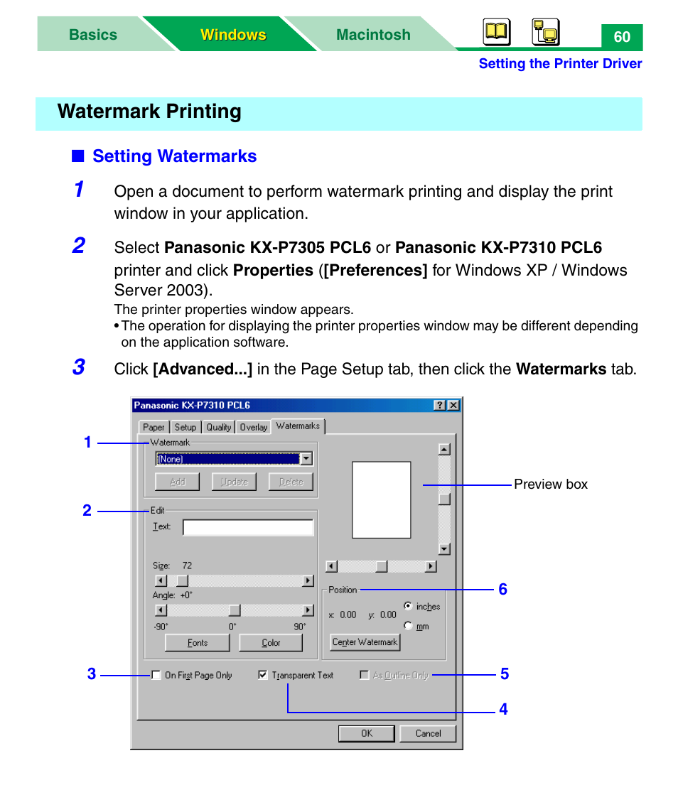 Watermark printing | Panasonic KX-P7305 User Manual | Page 65 / 277