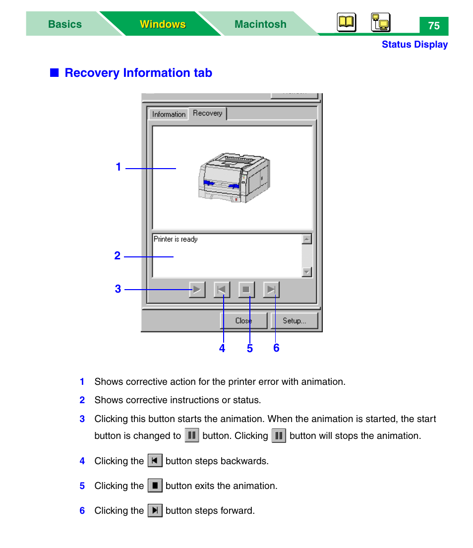 Recovery information tab | Panasonic KX-P7305 User Manual | Page 80 / 277