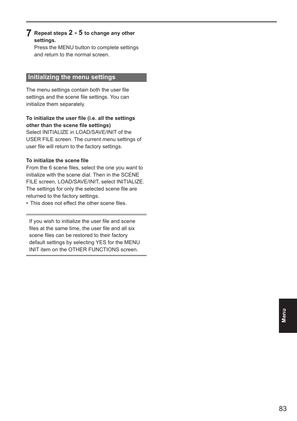 Initializing the menu settings | Panasonic AG-HMC150 User Manual | Page 3 / 19