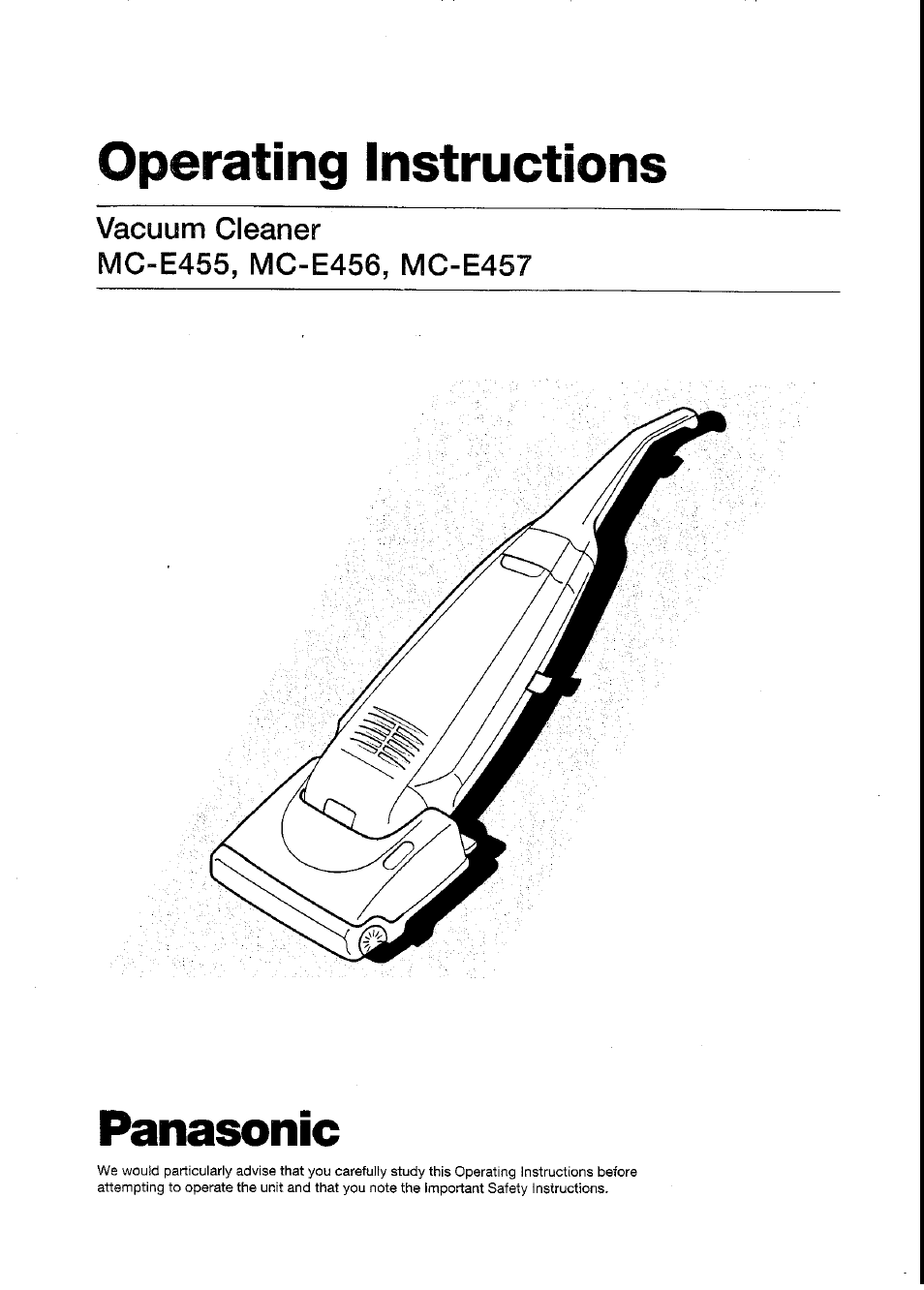 Panasonic MC-E455 User Manual | 12 pages