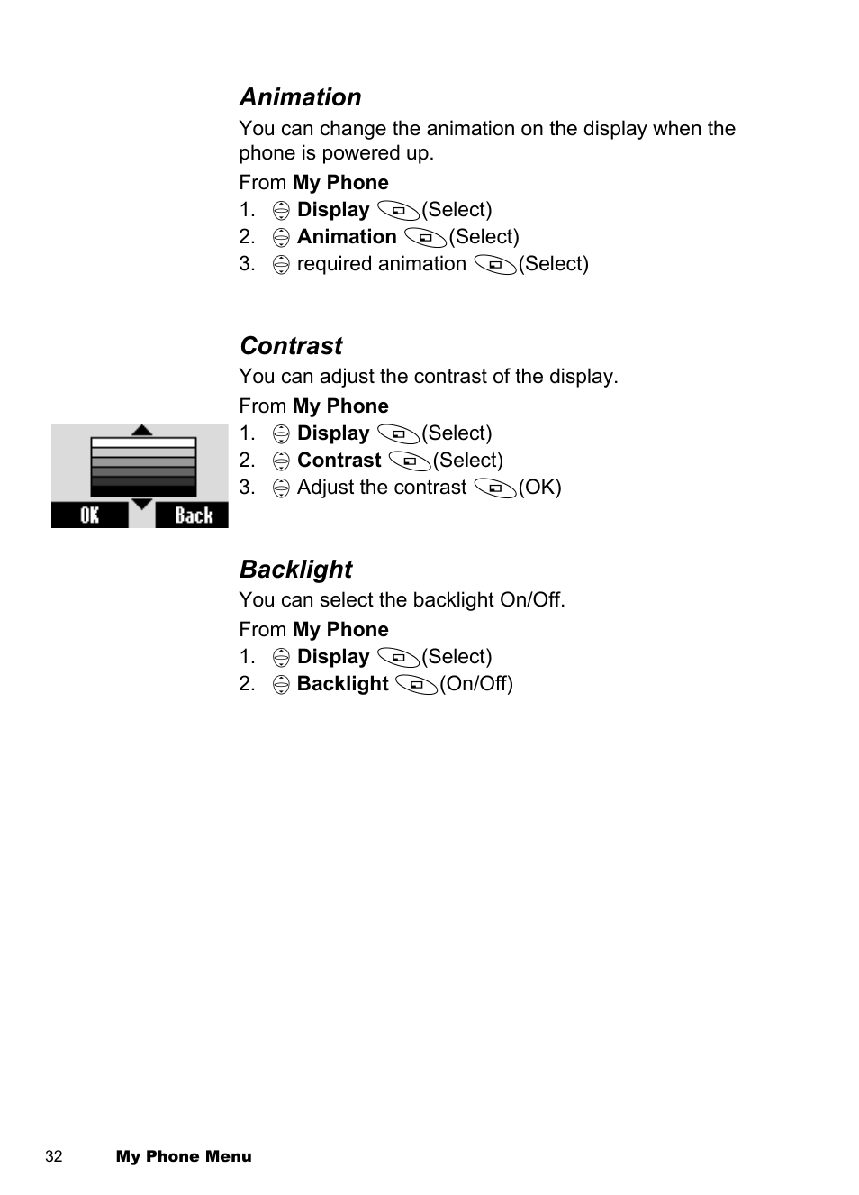 Animation, Contrast, Backlight | Panasonic EB-A100 User Manual | Page 35 / 93