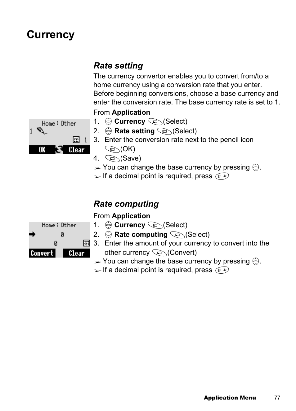 Currency, Rate setting, Rate computing | Panasonic EB-A100 User Manual | Page 80 / 93