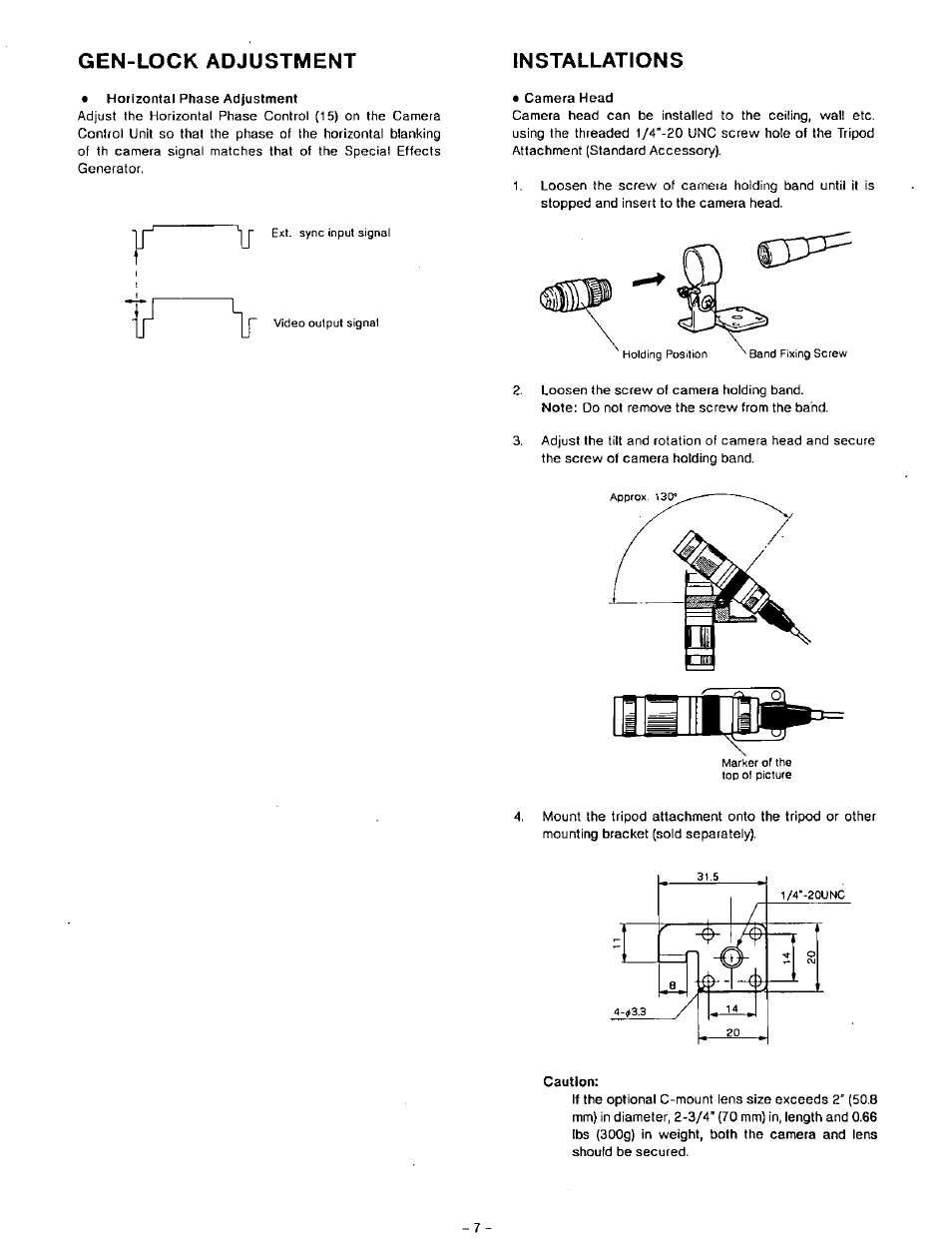 Gen-lock adjustment installations | Panasonic GP-MS112 User Manual | Page 8 / 10