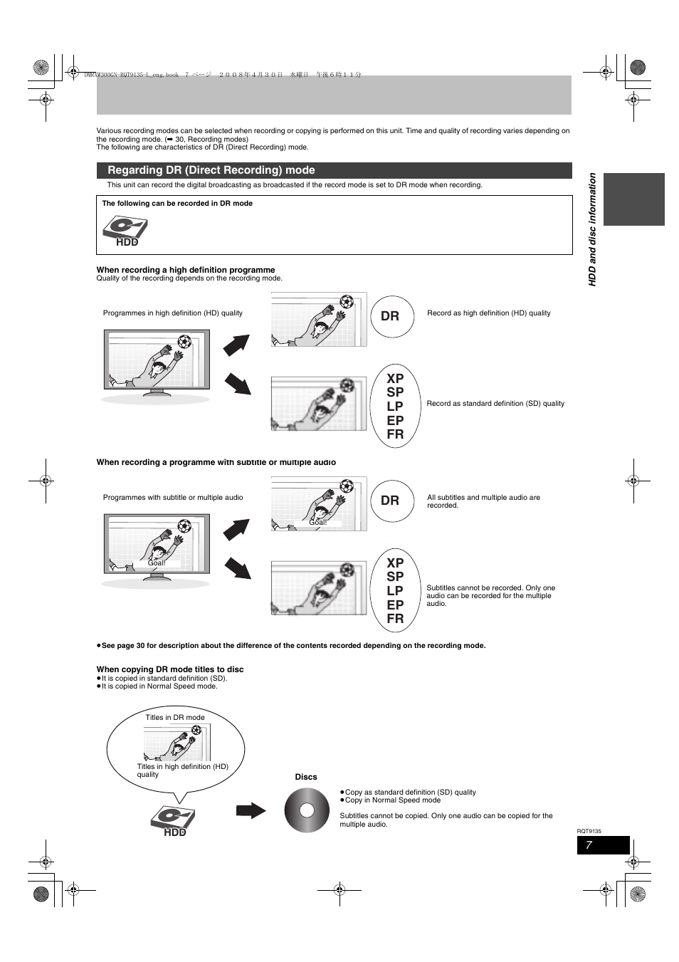 Dr xp sp lp ep fr | Panasonic DMR-XW300 User Manual | Page 7 / 116