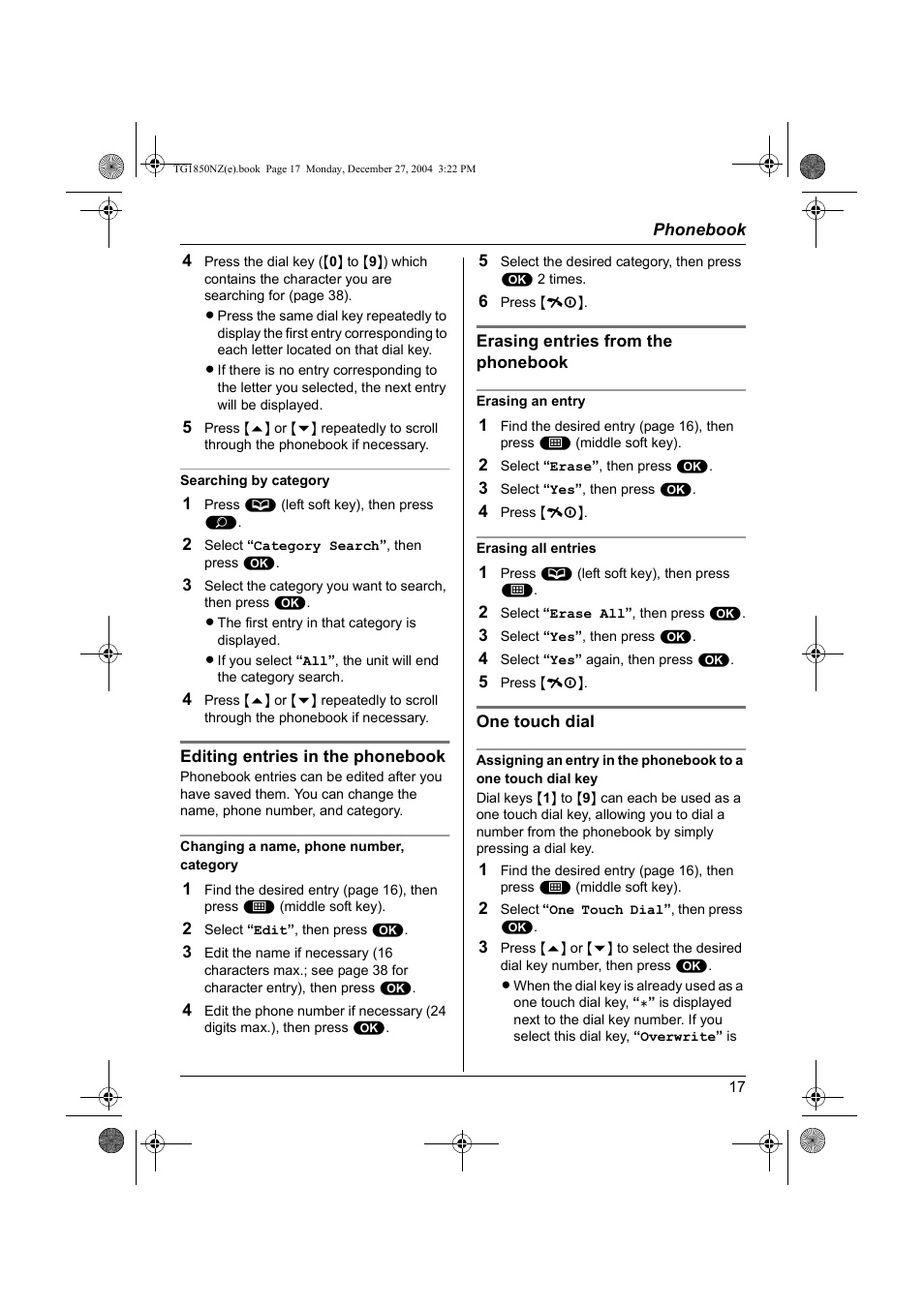 Panasonic KX-TG1850NZ User Manual | Page 17 / 48